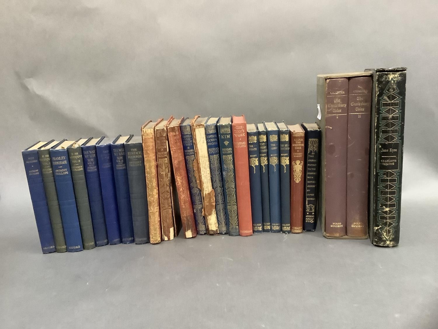 Jane Eyre and The Canterbury Tales in slip cases and a small quantity of uniform bound books