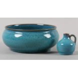 A Carter Stabler Adams Poole pottery Chinese blue glazed bowl, c.1920s, designed by John Adams,