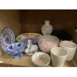 Planters, fruit bowl, blue and white ware etc
