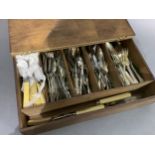 A quantity of mixed silver plated cutlery, contained in a wooden box