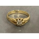 An Edward VII single stone diamond ring in 18ct gold, the old European cut claw set within a gypsy
