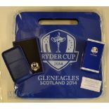 Collection of 2014 Ryder Cup Official items (3) Leather Business Card Holder with embossed Ryder Cup