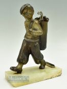 Original Lorenzl Austrian Cold Painted Bronzed Golfing Caddy Figure Striker c1920 - embossed