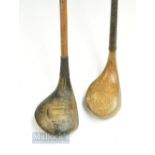 2x Interesting Scottish Makers St Andrews woods - Auchterlonie light stained bulger scare neck