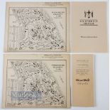 2x 1935 Ryder Cup Official Golf Scorecards at Ringwood Country Club with scorecard and map with