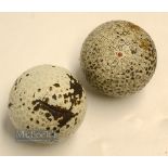 2x Bramble Pattern Golf Balls - incl The Special Flyer Red Dot and an indistinct stamped golf rubber