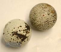 2x Bramble Pattern Golf Balls - incl The Special Flyer Red Dot and an indistinct stamped golf rubber