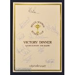 1985 Ryder Cup Golf Victory Dinner Signed Menu - held at The Belfry and won by Europe for the