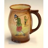 Royal Doulton Golfing Kingsware 1pint tankard c1930s - light coloured finish decorated with