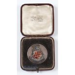Scarce 1921 Welsh Open Amateur Golf Championship sterling silver and enamel winners medal - played