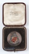 Scarce 1921 Welsh Open Amateur Golf Championship sterling silver and enamel winners medal - played