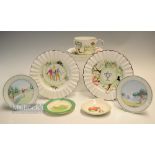 Collection of Crown Staffordshire Bone China Decorative Golfing Scene items et al (7) 2x hand
