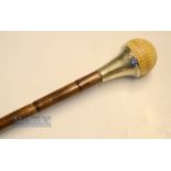 Golf Ball Walking Stick - fitted with rubber core golf ball mounted on a large style polished
