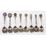Collection of Various Golf Club Silver and Enamel Golfing teaspoons from 1904 onwards (8)