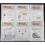 Collection of 1922 "Golf Illustrated" weekly magazines (6) 1x January (cover split), 2x April, and