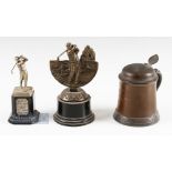 Group of Golfing Trophies (3) - bronze finish lidded tankard engraved to front 'Midland Golf Club