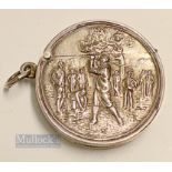 Fine and early Silver Embossed Golfing Scene Vesta Case - hallmarked Birmingham 1906 with the