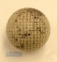 Unnamed Moulded Mesh Guttie Golf Ball c1890 - showing 3x strike marks and with most of the