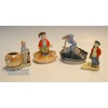 Collection of various 1930s Continental Ceramic Golfing Figures Cigarette Holders, Match Striker,