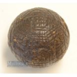 Large Hand Hammered Guttie Golf Ball in style of Forgan - still in its black original finish - a