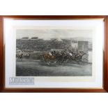 Rare and Scarce 1909 Signed G D Giles Derby Horse Racing Signed Lithograph signed by the artist in