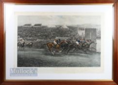Rare and Scarce 1909 Signed G D Giles Derby Horse Racing Signed Lithograph signed by the artist in