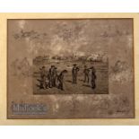 Frank Paton - signed etching "Royal and Ancient (St Andrews 1798)" with 8x amusing vignette scenes