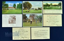 Collection of interesting American golfing postcards and golf club visitors membership cards dated