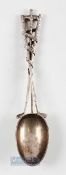 1920 St Mungo Golf Club silver golfing teaspoon - fitted with elaborate golf club stem and banner