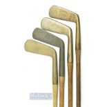 4x Early bronze blade putters incl' W Gibson of Kinghorn star mark putting iron, Auchterlonie &