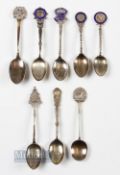 Collection of Various Golf Club Silver and Enamel Golfing teaspoons from the 1906 onwards (8) Queens