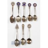 Collection of Various Golf Club Silver and Enamel Golfing teaspoons from the 1906 onwards (8) Queens
