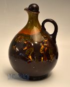 Royal Doulton Kingsware Golfing Whisky flagon c1930s - dark treacle finish decorated with Crombie
