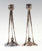 Fine Pair of Walker & Hall Impressive Silver Plated Golfing Candlesticks - comprising 3x exquisite