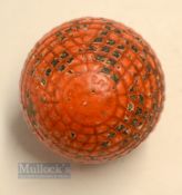 Red Patent 27 fine moulded mesh pattern guttie golf ball - retaining a good covering of its red