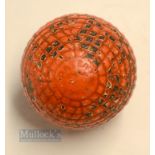 Red Patent 27 fine moulded mesh pattern guttie golf ball - retaining a good covering of its red