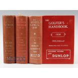 1930, 1935 and 1939 The Golfer's Handbooks features 1930 883pp, 1935 947pp, and 1939 955pp, all in