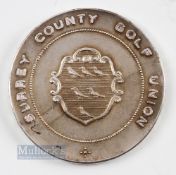 1931 Surrey County Golf Union Amateur Championship Runners Up Large Silver Medal - played at