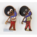 2x Golden Shred Golly Golfing Enamel Figures - incl the first model yellow vest stamped on the