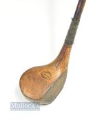 Good A H Scott Elie Patent Forked Spliced light stained dogwood brassie - c/w makers POWF stamp mark