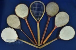 A Collection of Six Vic small Battledore rackets, 2 sets are pairs then a couple odds - one is a