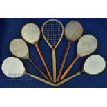 A Collection of Six Vic small Battledore rackets, 2 sets are pairs then a couple odds - one is a