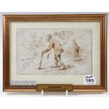 Francis Caruthers Gould (1884-1925) original golfing watercolour titled "The Orchard" and dated '