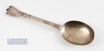 1908 Early Cinque Ports Golf Club Large Silver Rat Tail Style Winners Dessert Spoon - hallmarked