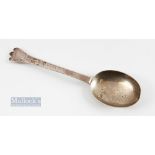1908 Early Cinque Ports Golf Club Large Silver Rat Tail Style Winners Dessert Spoon - hallmarked