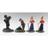 Collection of Heavy Cast Iron Golfing figure door stops (4) to incl 2x Vic lady Golfing Figures,