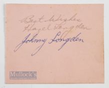 Autograph Page of Johnny John Eric Longden, of Possibly the world's best Jockey with a signature