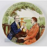 Rare Royal Doulton "The Nineteenth Hole" Golfing plate c1920 - hand painted - with makers logo to