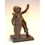 Interesting and Scarce American Bronzed Golfing Caddy Figure Patent Lighter - with removable golf