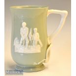 Copeland Spode Golfing Pitcher c1920 - decorated with golfer putting with his caddie in white relief